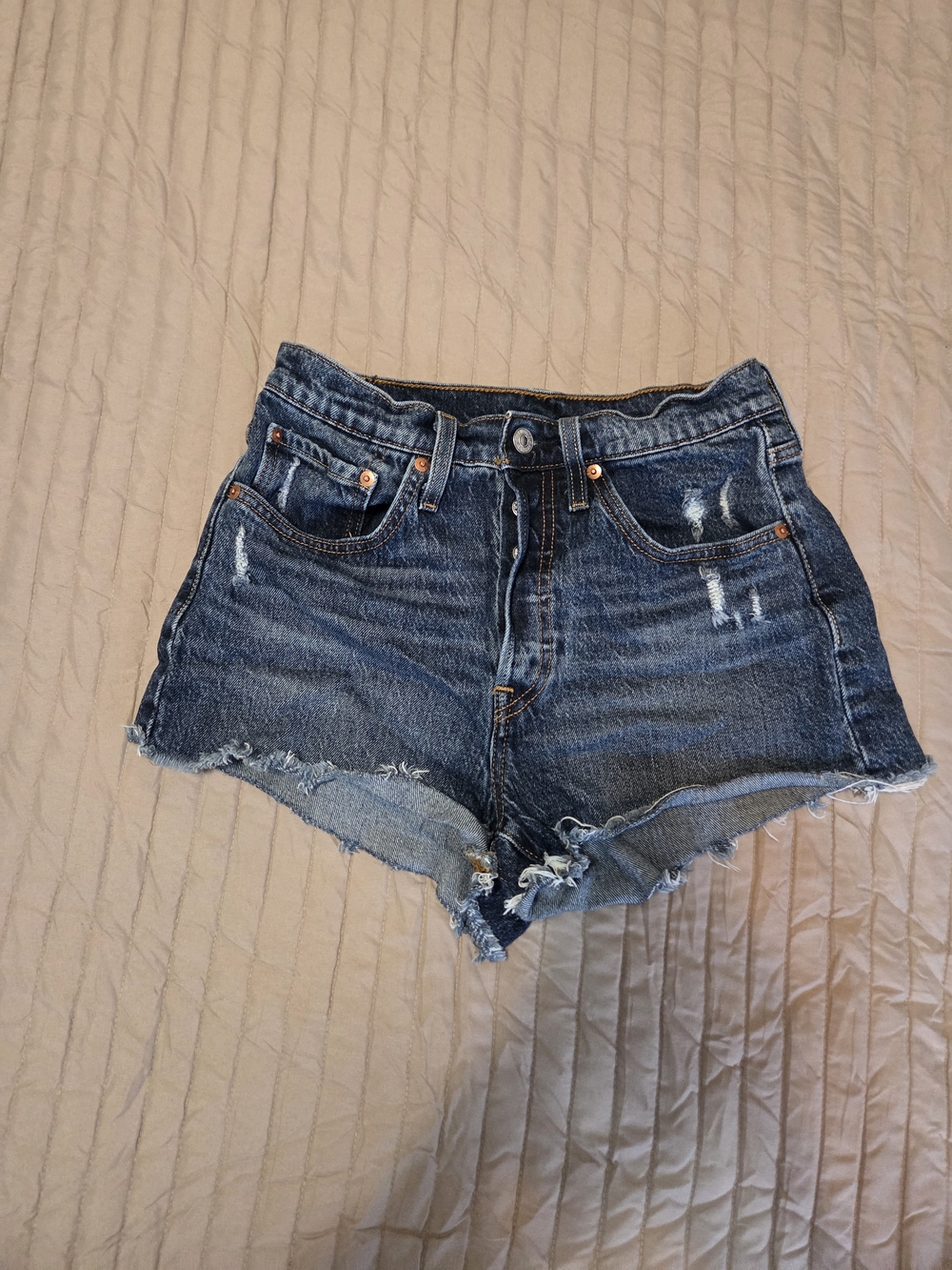 Levi's 501 Original Distressed High Rise Denim Shorts Size 26